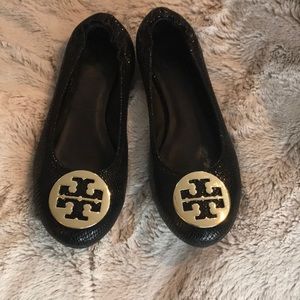 Tory Burch Reva Ballet Flat Black/Patent sz. 7